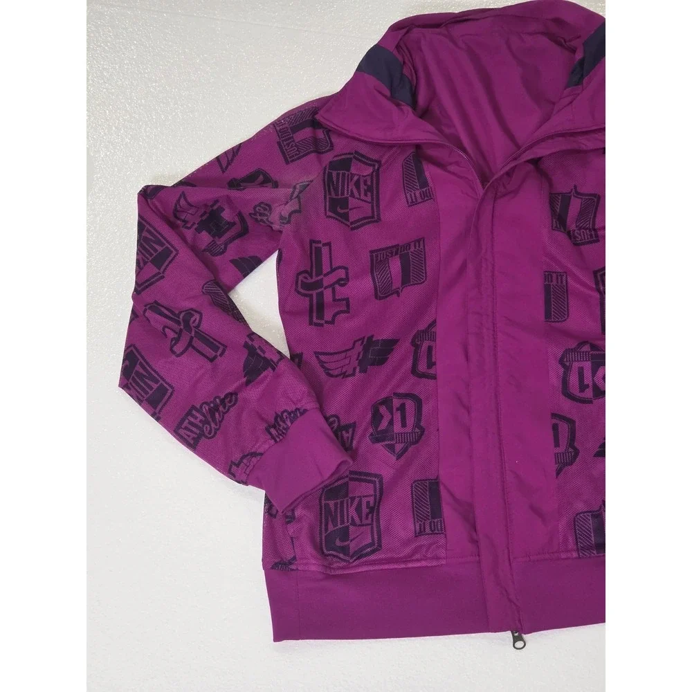 Nike Dri Fit Windbreaker Jacket Coat Reversible All over Print Womens Sz Large